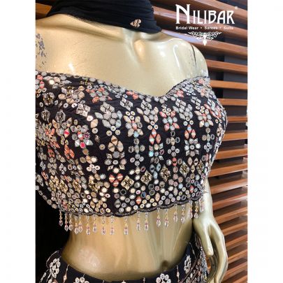Navy Blue Georgette Lehenga