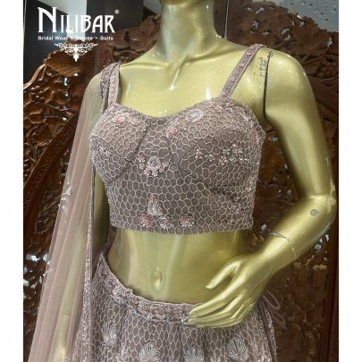 Plum Net Bridal Lehenga