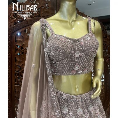 Plum Net Bridal Lehenga