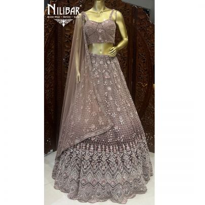 Plum Net Bridal Lehenga