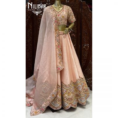 Baby Pink Silk Bridal Lehenga