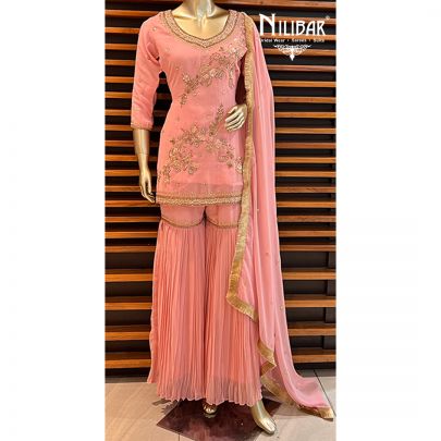 Baby Pink Georgette Garara Suit