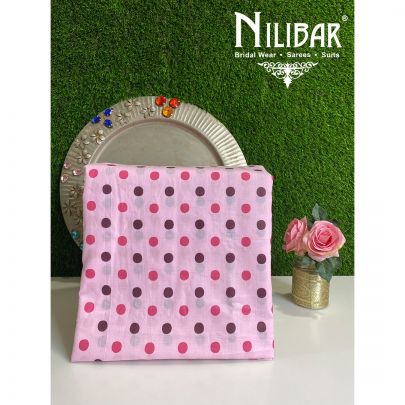 Baby Pink Cotton Unstitched Suit 