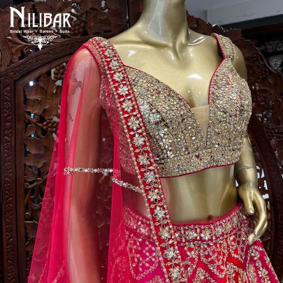 Hot Pink Silk Bridal Lehenga