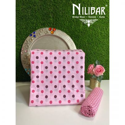 Baby Pink Cotton Unstitched Suit 