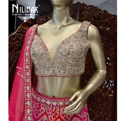 Hot Pink Silk Bridal Lehenga