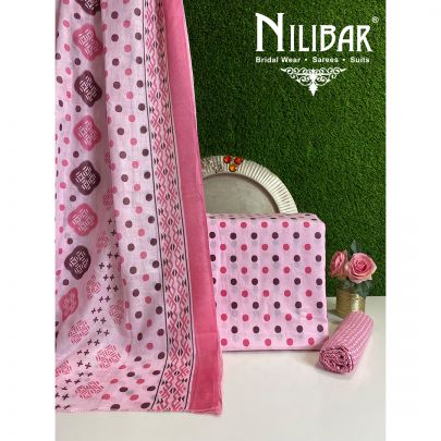 Baby Pink Cotton Unstitched Suit 