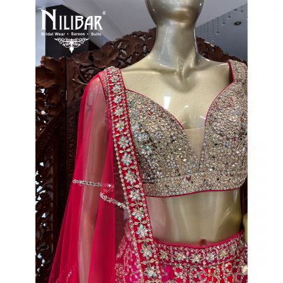 Hot Pink Silk Bridal Lehenga