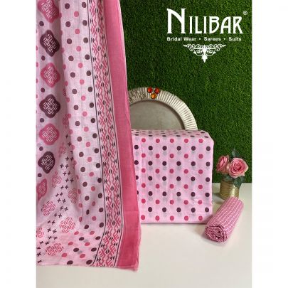 Baby Pink Cotton Unstitched Suit 