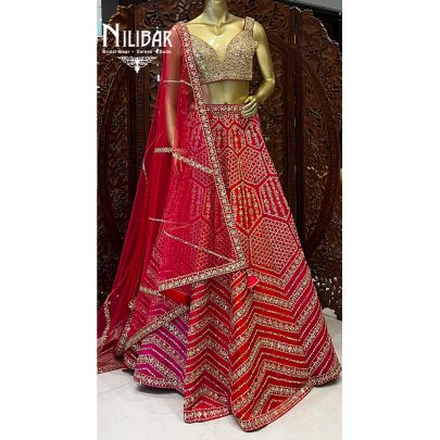 Hot Pink Silk Bridal Lehenga