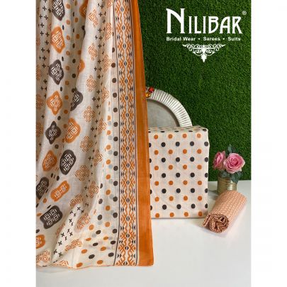 Orange Cotton Unstitched Suit