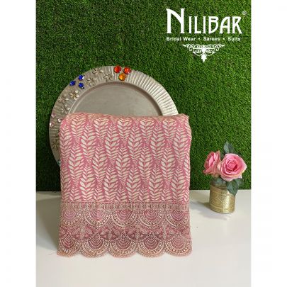 Pink Cotton and Chinon Unstitched Suit