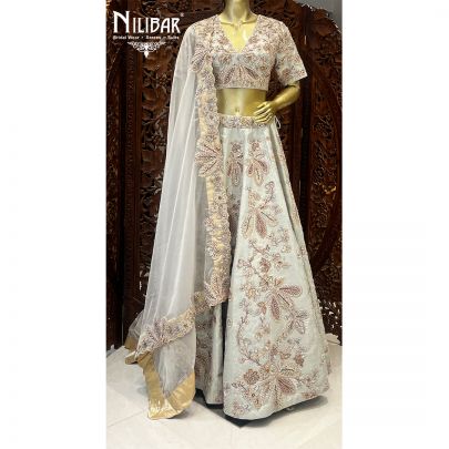 Pistachio Green Silk Bridal Lehenga