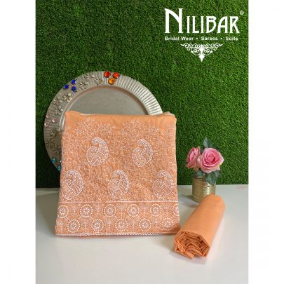 Orange Cotton Unstitched Suit