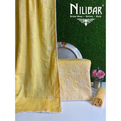 Yellow Cotton Unstitched Suit
