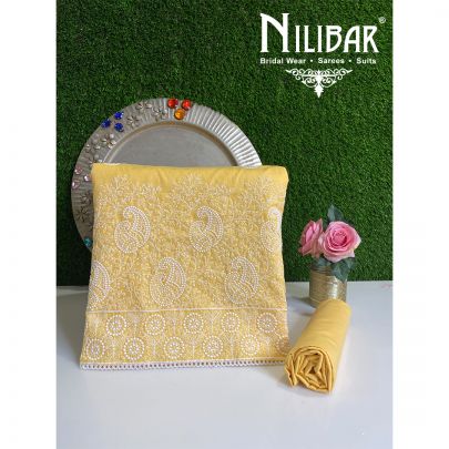 Yellow Cotton Unstitched Suit