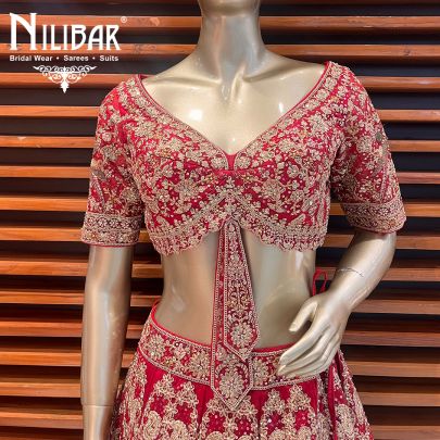 Candy Apple Red Net Lehenga