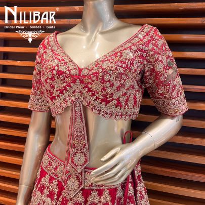 Candy Apple Red Net Lehenga