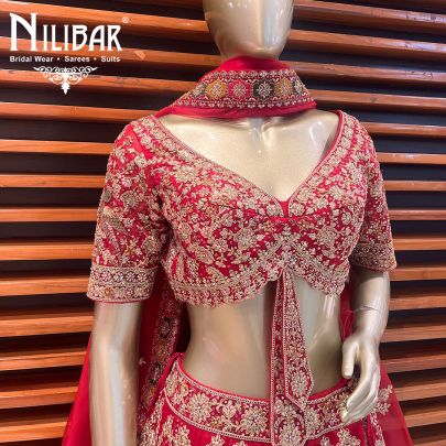 Candy Apple Red Net Lehenga