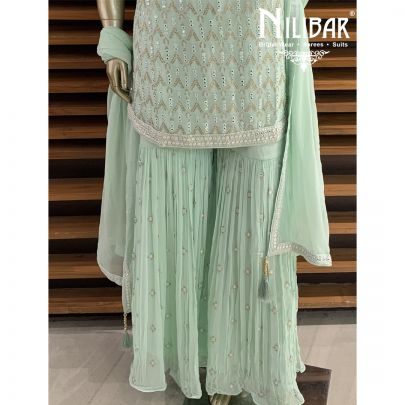 Pastel Green Georgette Garara Suit
