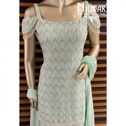 Pastel Green Georgette Garara Suit