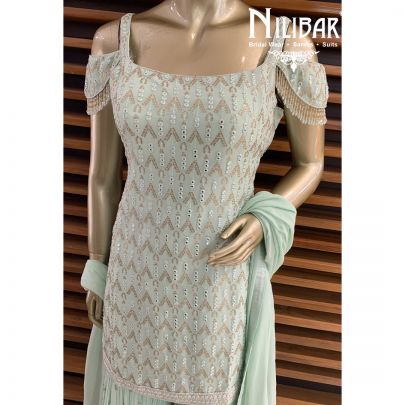 Pastel Green Georgette Garara Suit