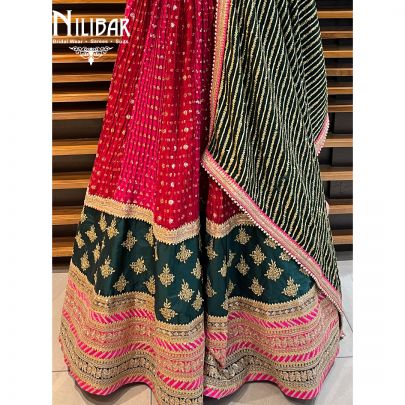 Magenta Chinon Lehenga