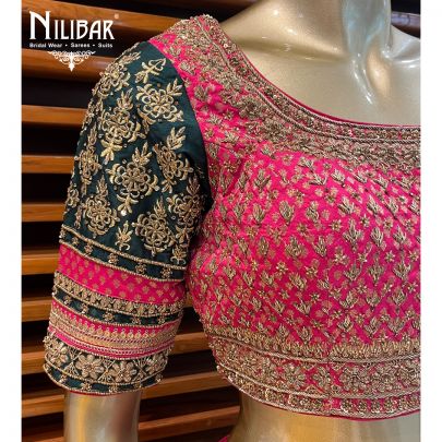 Magenta Chinon Lehenga