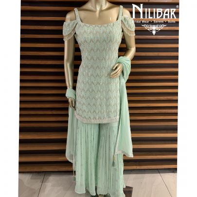 Pastel Green Georgette Garara Suit