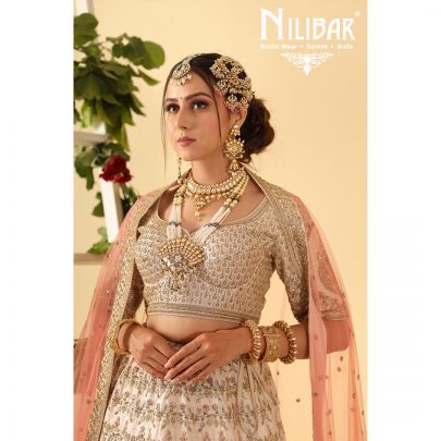 salmon pink Georgette Lehenga