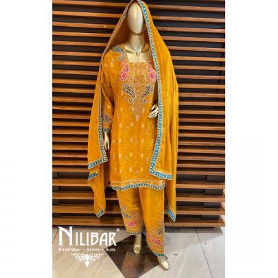 Yellow Silk Chinon Pant Suit