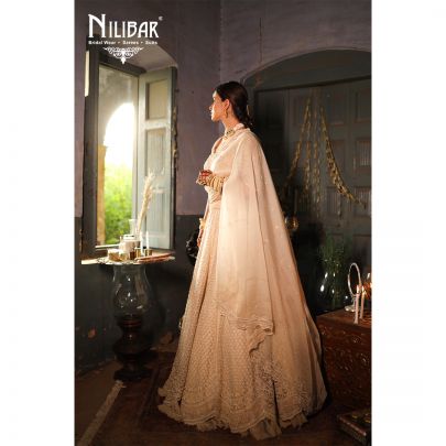 Cream Net Heavy Lehenga