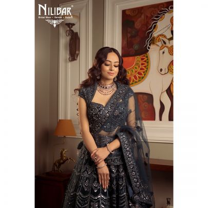 Peacock Velvet Bridal Lehenga