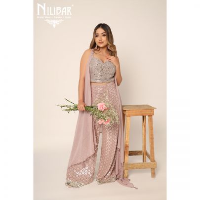 Mauve Georgette Palazzo Set