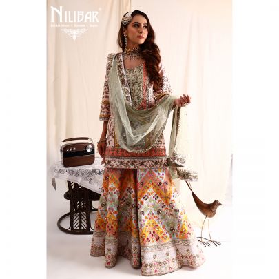 Multicolor Silk Garara Suit
