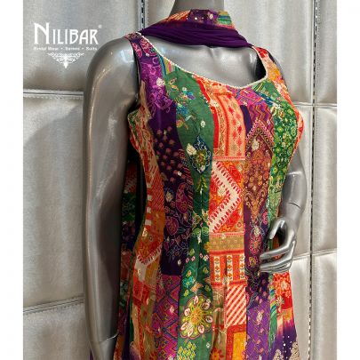 Purple Organza Printed Garara Set
