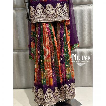 Purple Organza Printed Garara Set