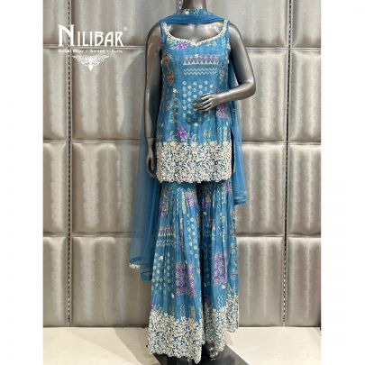 Sky Blue Printed Garara Suit