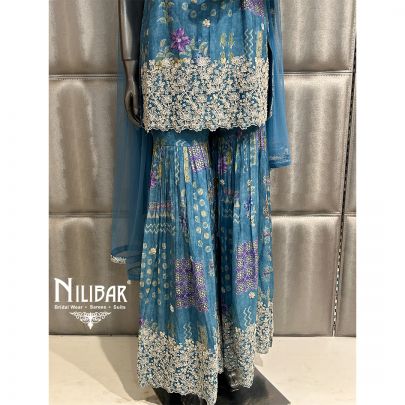 Sky Blue Printed Garara Suit