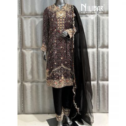 Black Satin Salwar Suit