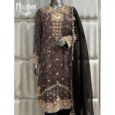 Black Satin Salwar Suit