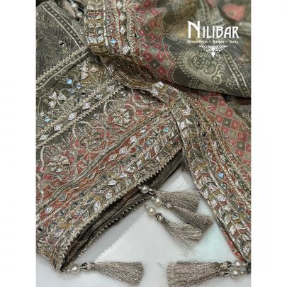 Light Green Tissue Printed Unstitched Suit
