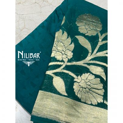 Green Georgette Unstitched Saree