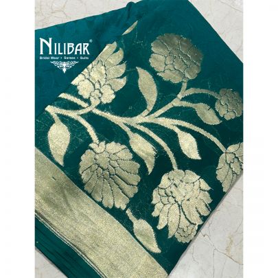 Green Georgette Unstitched Saree