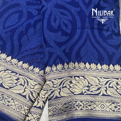 Blue Georgette Unstitched Saree