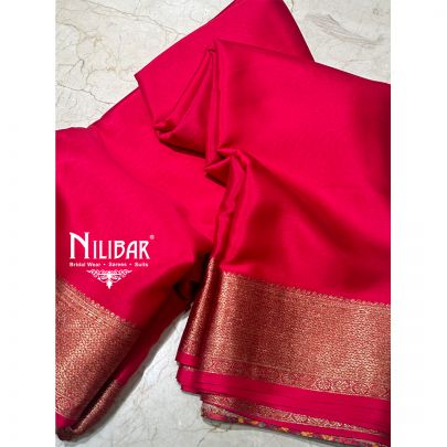 Rani Pink Georgette Unstitched Saree