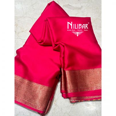 Rani Pink Georgette Unstitched Saree