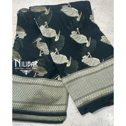 Black Georgette Unstitched Saree