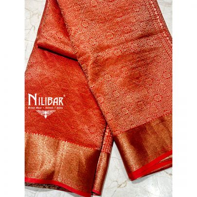 Orange Georgette Unstitched Saree