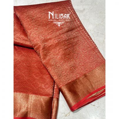 Orange Georgette Unstitched Saree